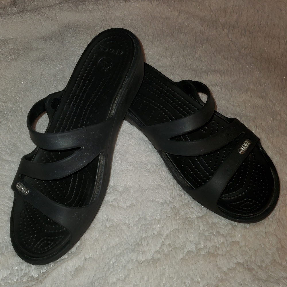Crocs black sandals size 9